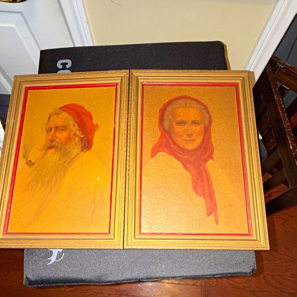 Set of 2 contended man and contented women publication of Edward Gross